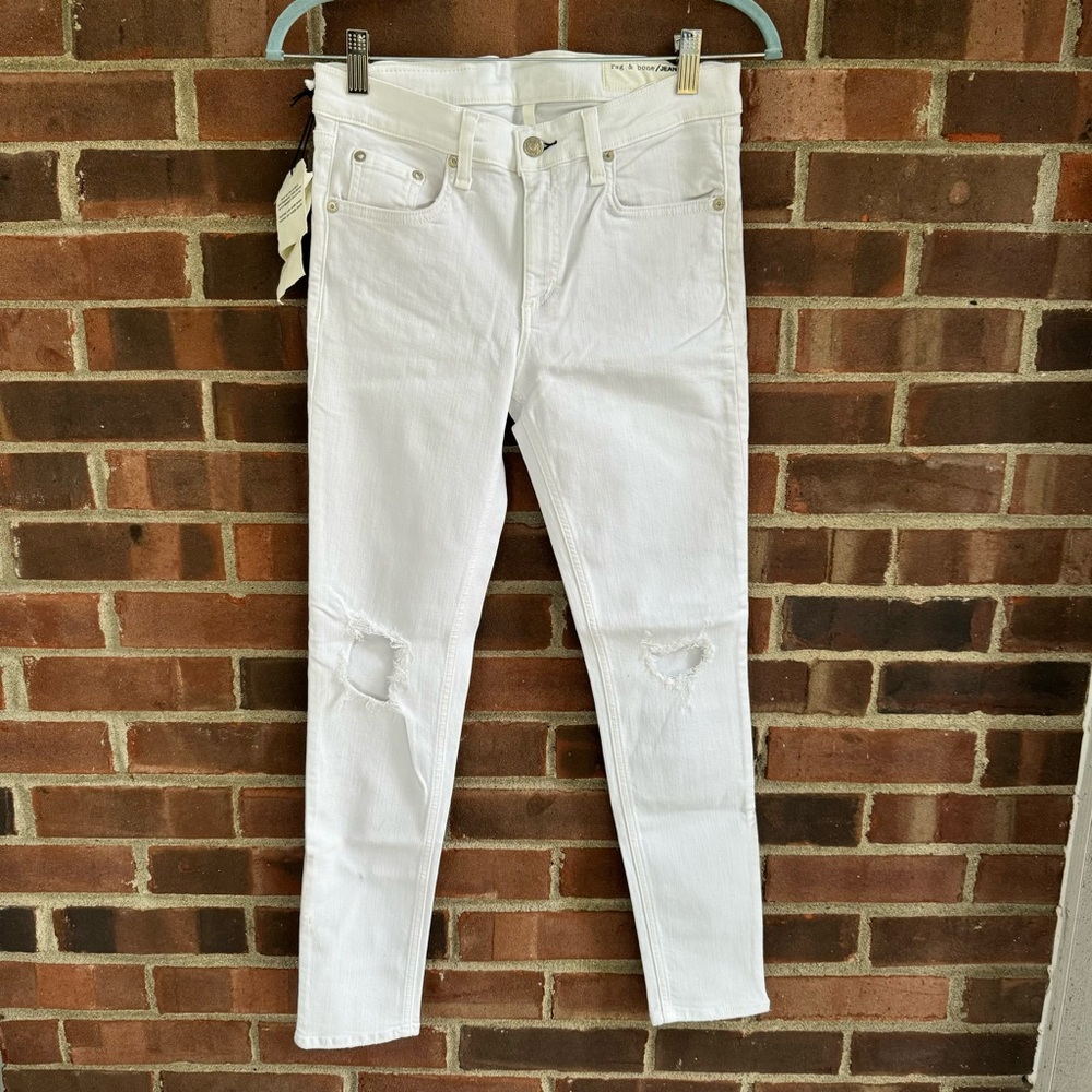 Rag & Bone White distressed capri skinny Jeans Women’s Size 28 in